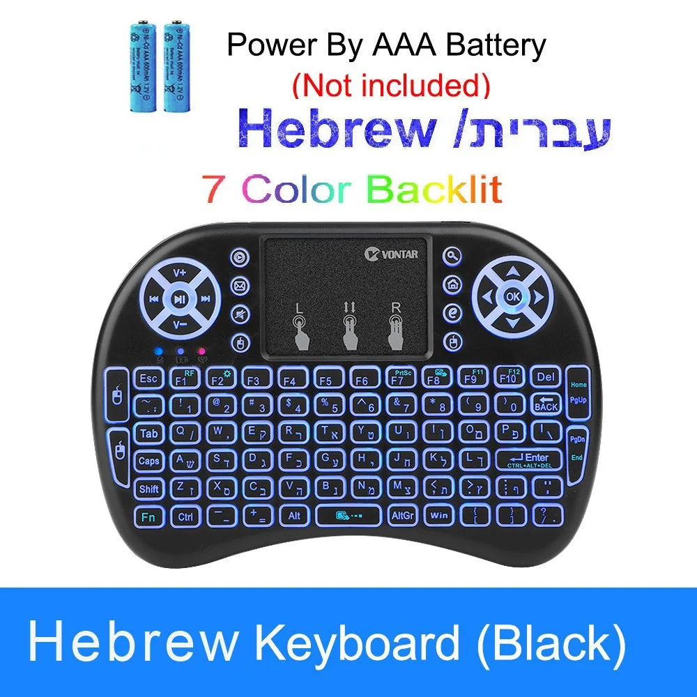 VONTAR i8 Wireless Keyboard Russian English Hebrew Version i8+ 2.4GHz  Air Mouse Touchpad Handheld for Android TV BOX  Mini PC