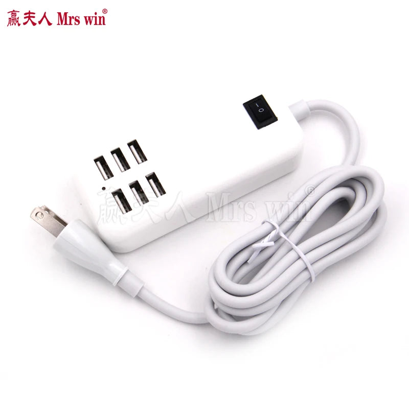 6 Port USB Hub Desktop Wall 30W Charger AC Power Adapter EU Plug US Plug Slots Charging Extension Socket Outlet With Switcher