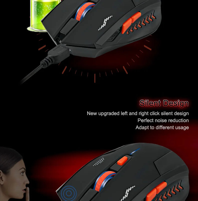 2400DPI Gaming Wireless Mouse Slient Button Computer Mouse Built-in Lithium Battery 2.4G Optical Engine Mouse For PC/Laptop