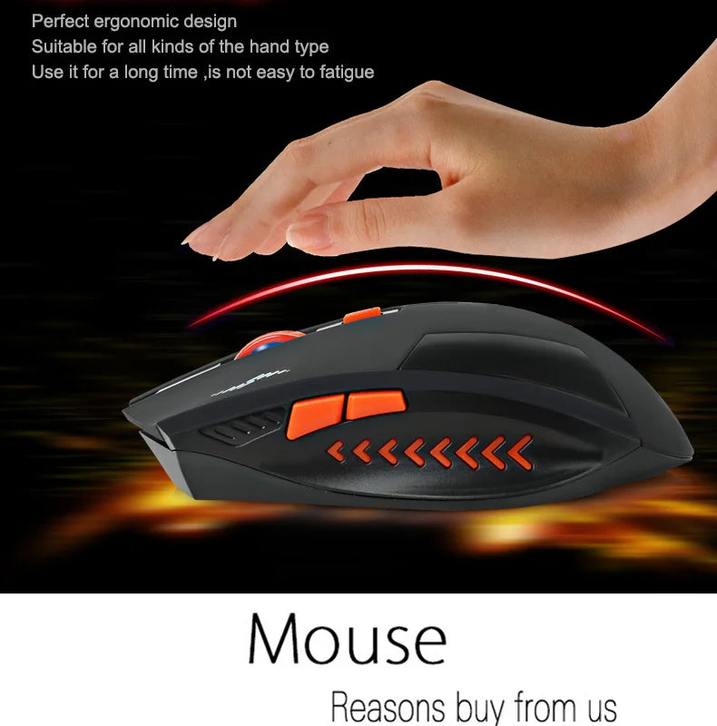 2400DPI Gaming Wireless Mouse Slient Button Computer Mouse Built-in Lithium Battery 2.4G Optical Engine Mouse For PC/Laptop