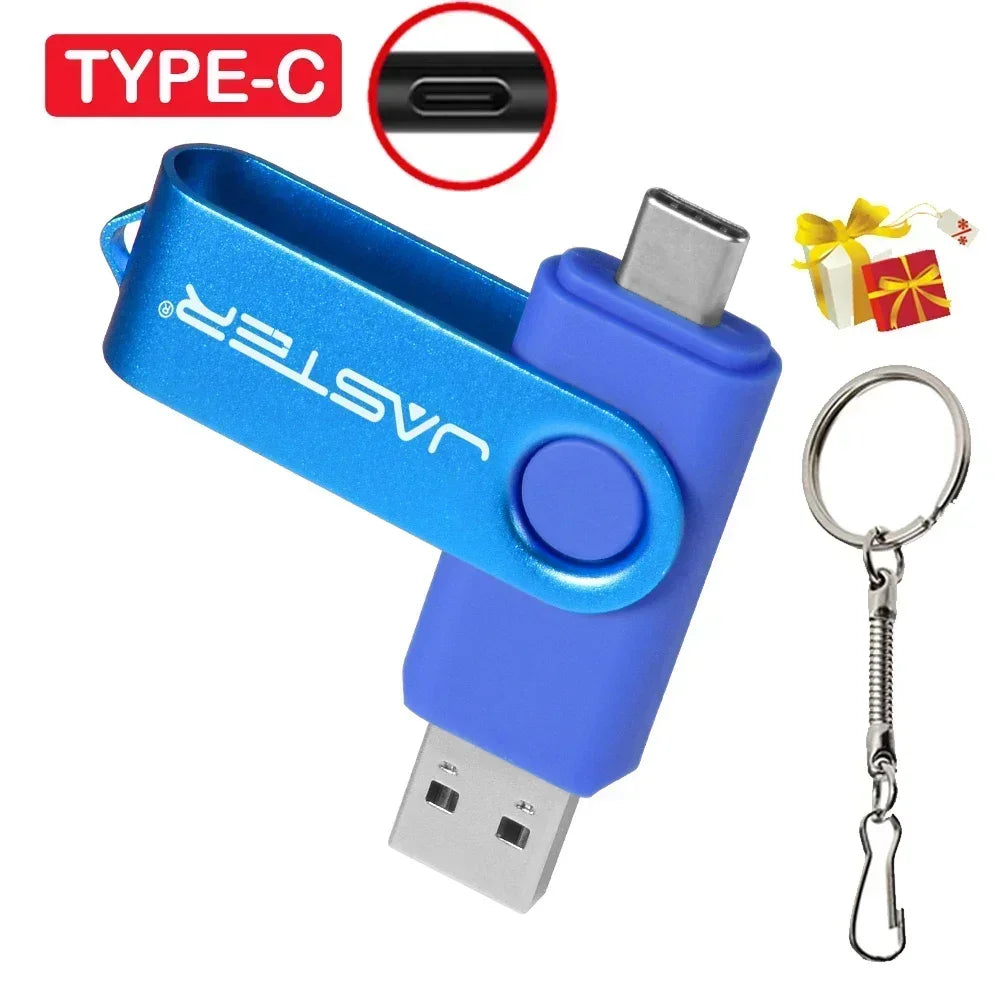 TYPE-C USB Flash Drive 128GB Real Capacity Pen Drive 64GB Free Key Chain Memory Stick Creative Business Gift Red U Disk Blue 32G