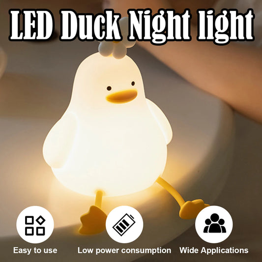 Touch Sensor Timing USB Rechargeable LED Night Light Cute Duck Cartoon Animals Silicone Lamp for Children Kid for Birthday Gifts