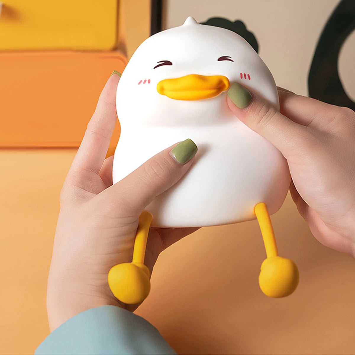 Touch Sensor Timing USB Rechargeable LED Night Light Cute Duck Cartoon Animals Silicone Lamp for Children Kid for Birthday Gifts