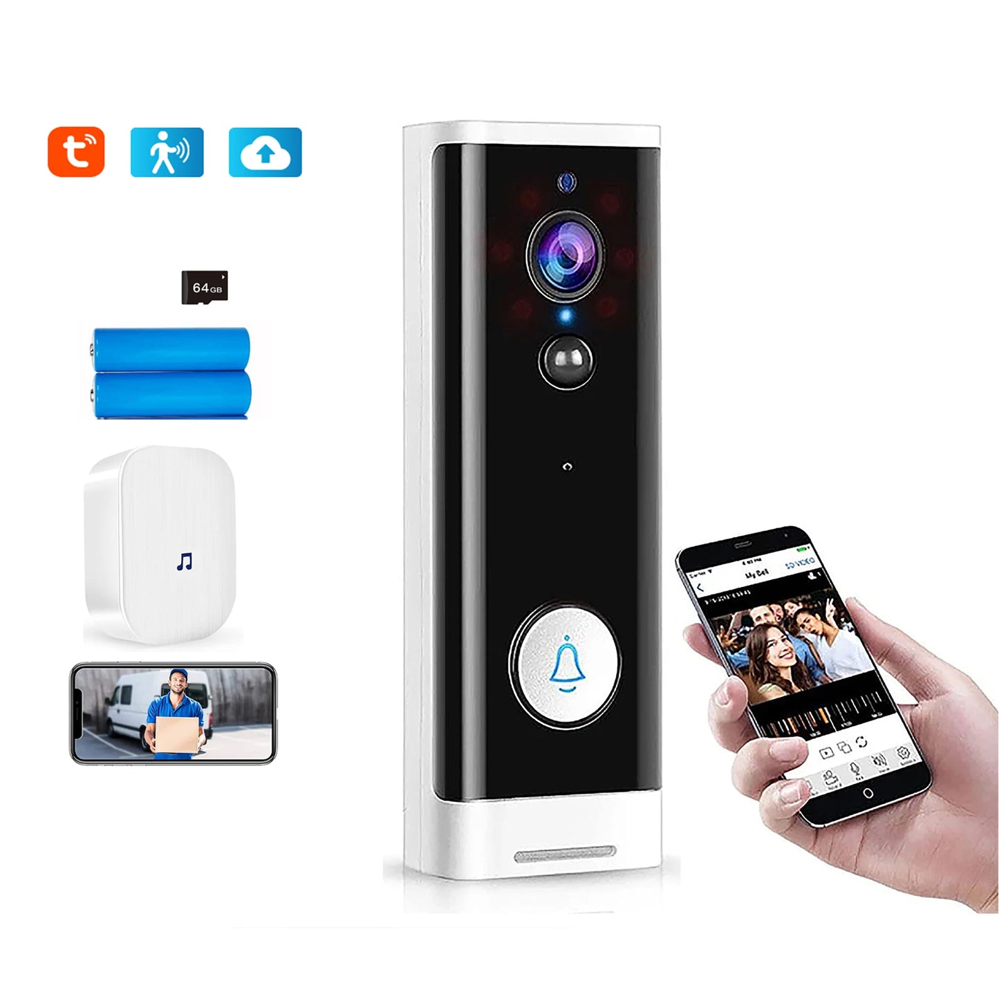 Smart Home Doorbell Camera WIFI Intercom HD Wireless Doorbell Camera, Motion Detection, Night Vision,Two-Way Audio Doorbell