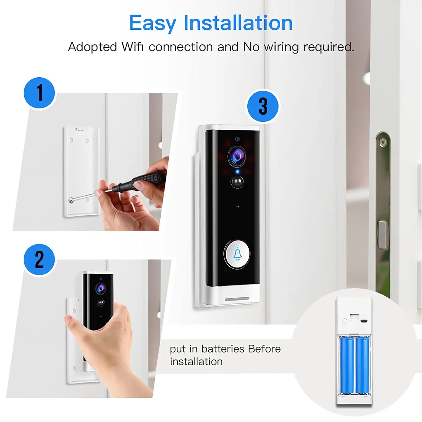 Smart Home Doorbell Camera WIFI Intercom HD Wireless Doorbell Camera, Motion Detection, Night Vision,Two-Way Audio Doorbell