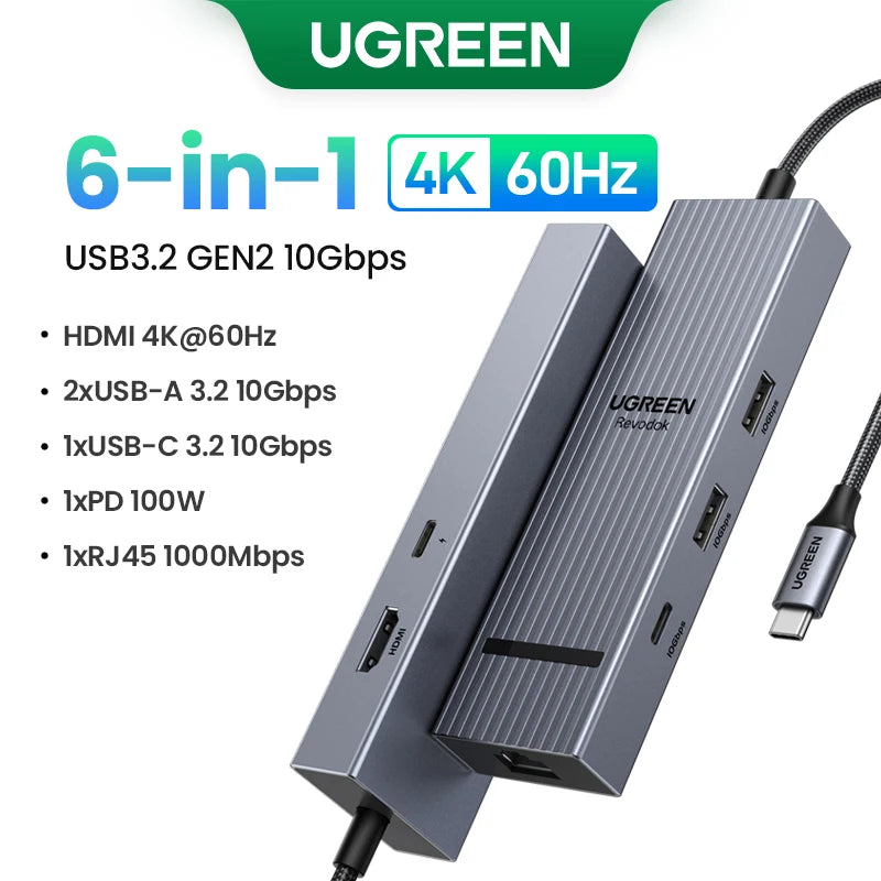 UGREEN Dual HDMI USB HUB 8K HDMI Adapter 10 in 1 Splitter with RJ45 USB 3.0 PD 100W Dock for MacBook Pro Air M2 M1 USB C HUB