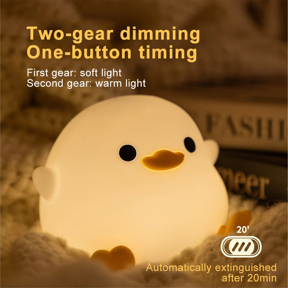 Touch Sensor Timing USB Rechargeable LED Night Light Cute Duck Cartoon Animals Silicone Lamp for Children Kid for Birthday Gifts