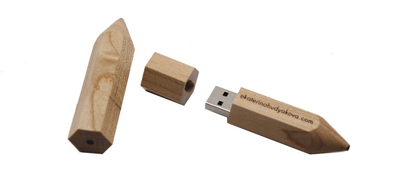 Wooden Pencil USB Flash Drives Free Custom Logo Pen Drive Maple Wood Real Capacity Memory Stick 64GB/32GB/16GB/8G/4G Gift U Disk