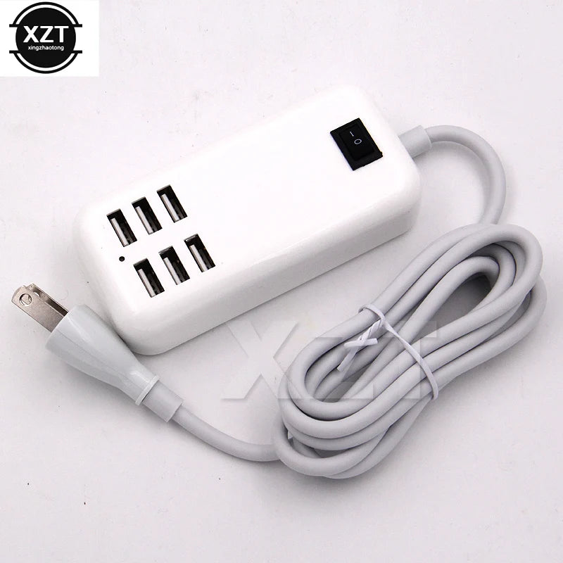 6 Port USB Hub Desktop Wall 30W Charger AC Power Adapter EU Plug US Plug Slots Charging Extension Socket Outlet With Switcher