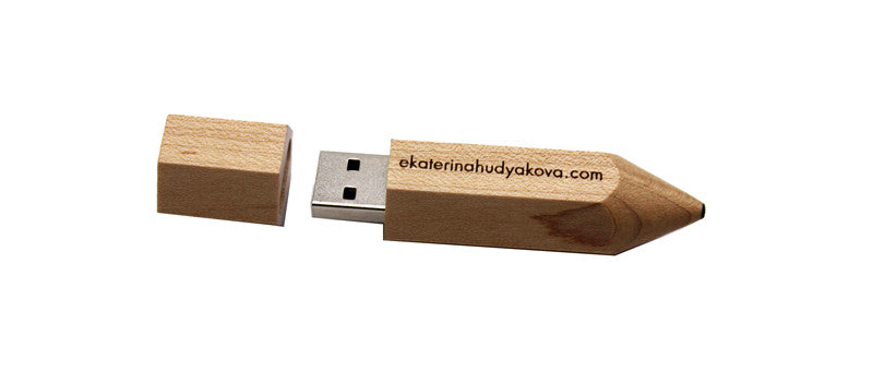 Wooden Pencil USB Flash Drives Free Custom Logo Pen Drive Maple Wood Real Capacity Memory Stick 64GB/32GB/16GB/8G/4G Gift U Disk