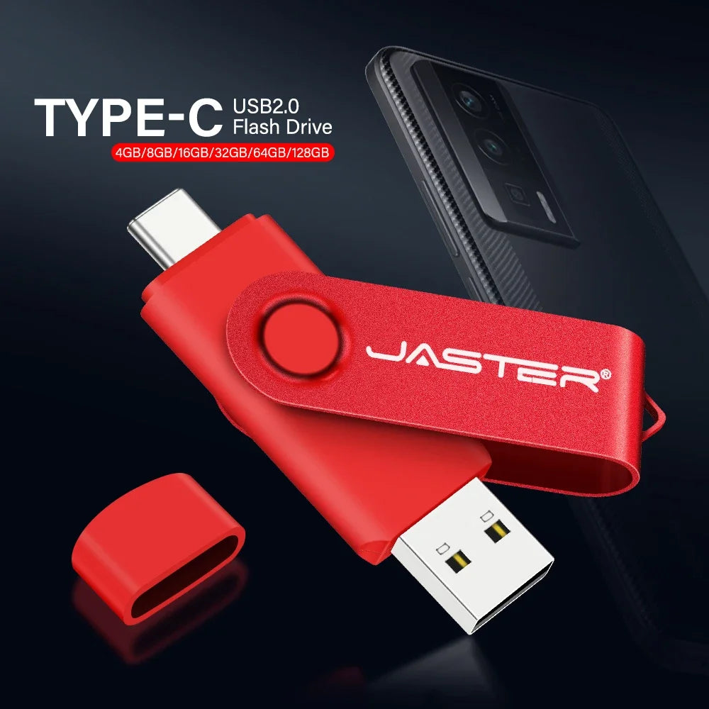 TYPE-C USB Flash Drive 128GB Real Capacity Pen Drive 64GB Free Key Chain Memory Stick Creative Business Gift Red U Disk Blue 32G