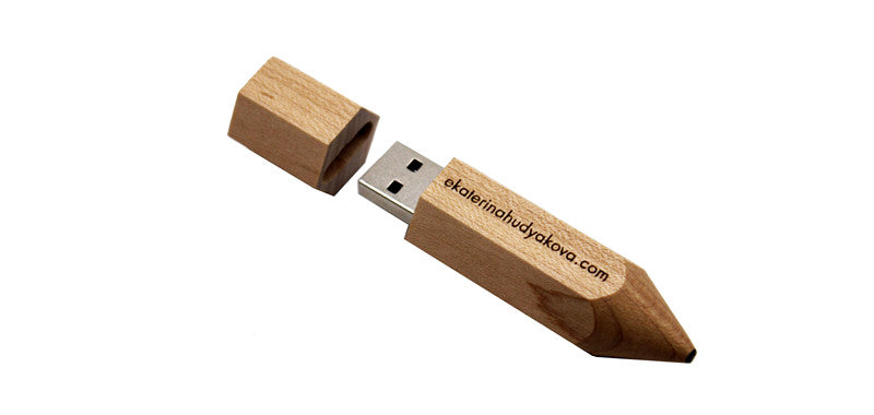 Wooden Pencil USB Flash Drives Free Custom Logo Pen Drive Maple Wood Real Capacity Memory Stick 64GB/32GB/16GB/8G/4G Gift U Disk